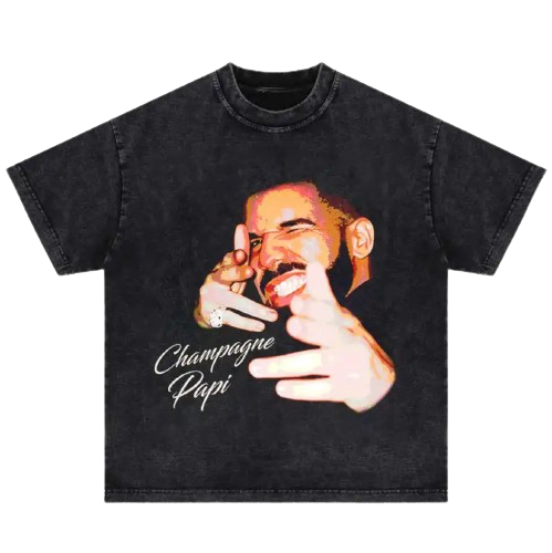 “CHAMPAGNE PAPI” WASHED GRAPHIC TEE